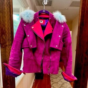 Natural fur leather jacket